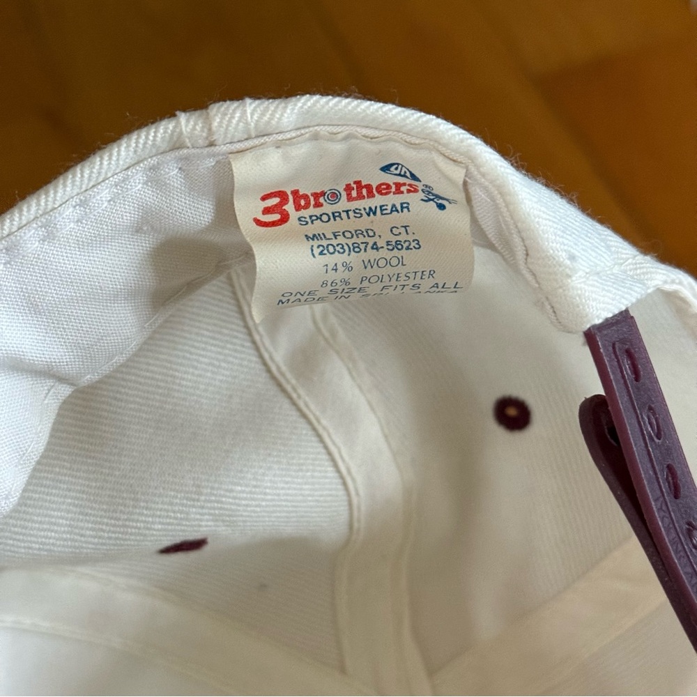 Vintage Dead stock Eagle Test White and Maroon Baseball Cap - Three Brothers - Picture 3 of 7